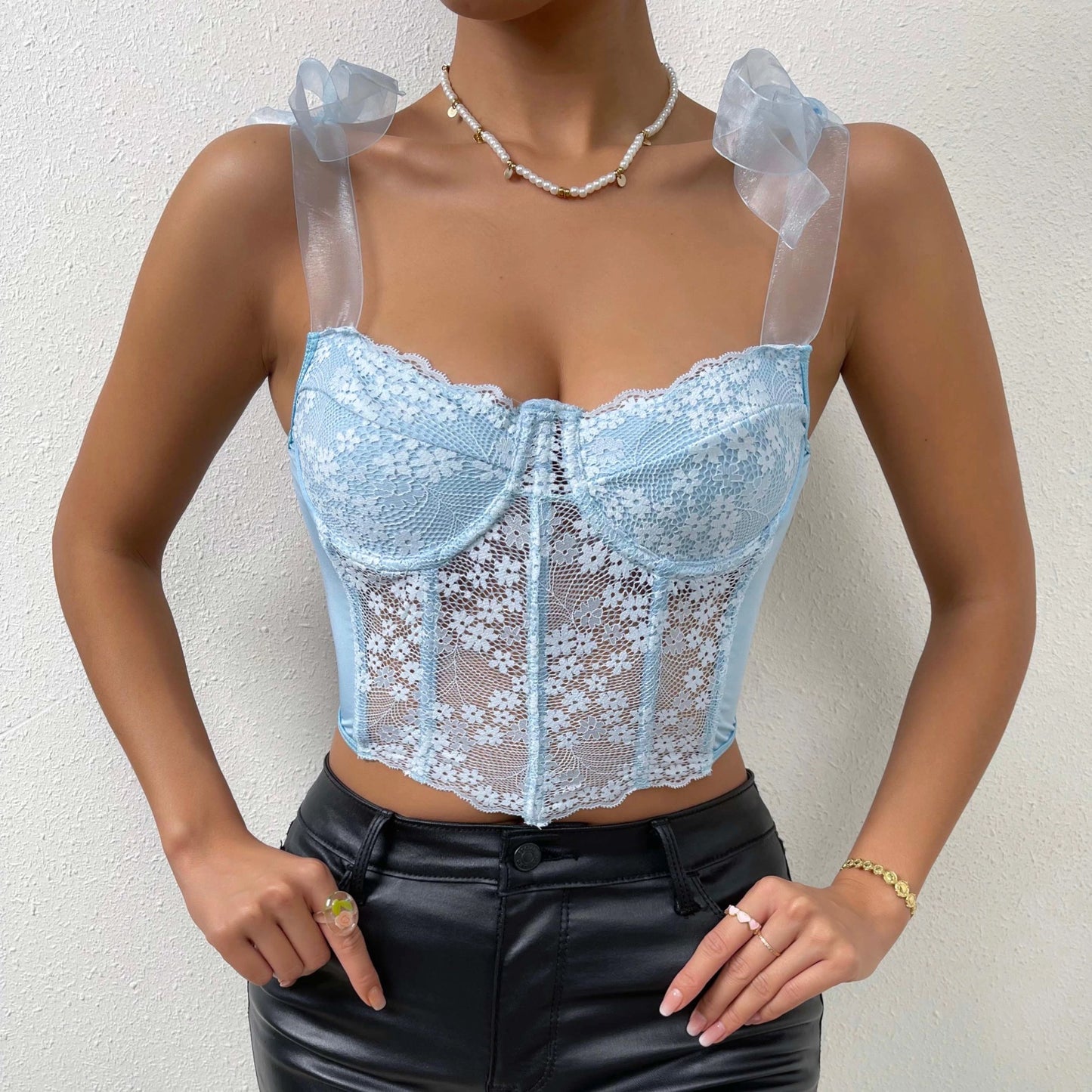 Bustier Encaje Celeste