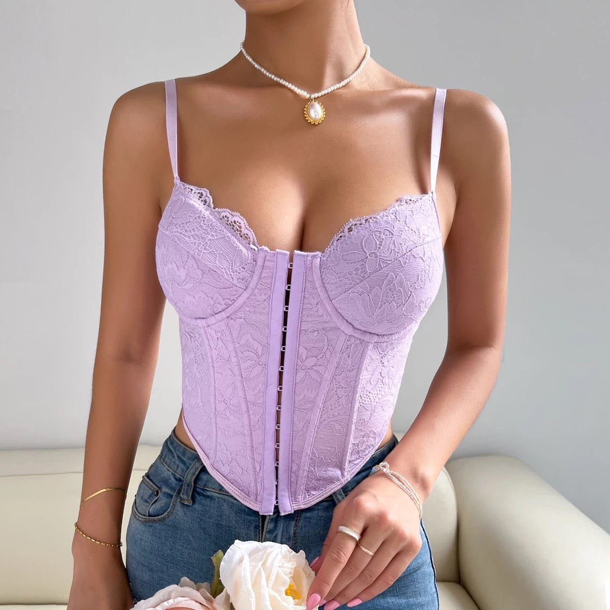 Bustier Encaje Lila